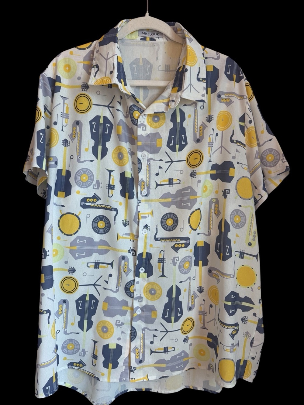 Misslook Men’s Short-Sleeve Music Print Shirt